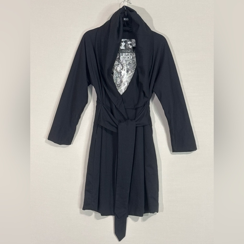 Young Fabulous & Broke Black Hooded Wrap Coat Dress Belted Small
